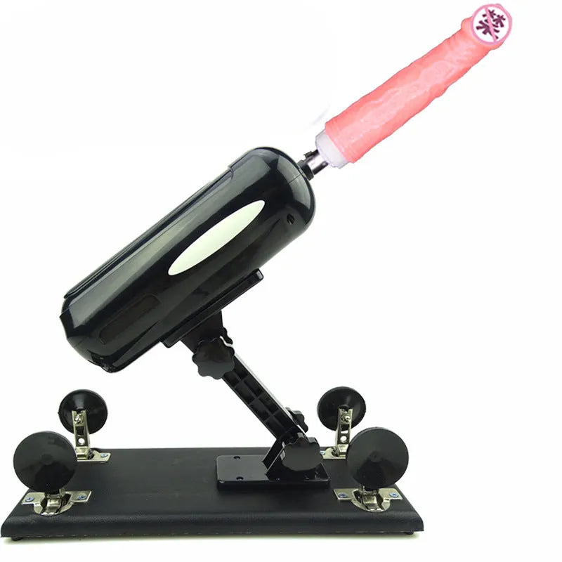 Bobb women's automatic telescopic thrusting sex tool in purple PVC, showing size scale.