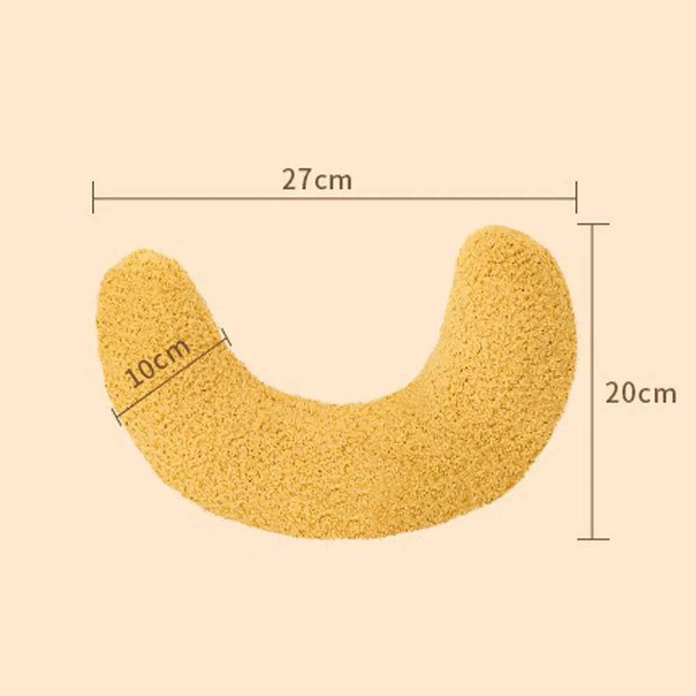 U-shaped soft cat pillow with an adjustable fabric collar in blue, khaki, white or yellow