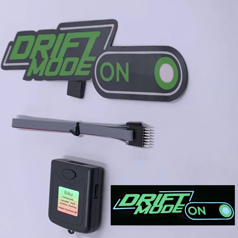 Luminous wall sticker kit showing luminescent film, battery driver unit, and connecting line