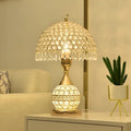 Gold crystal desk lamp on bedside table with remote control, 29x29x30cm iron art base