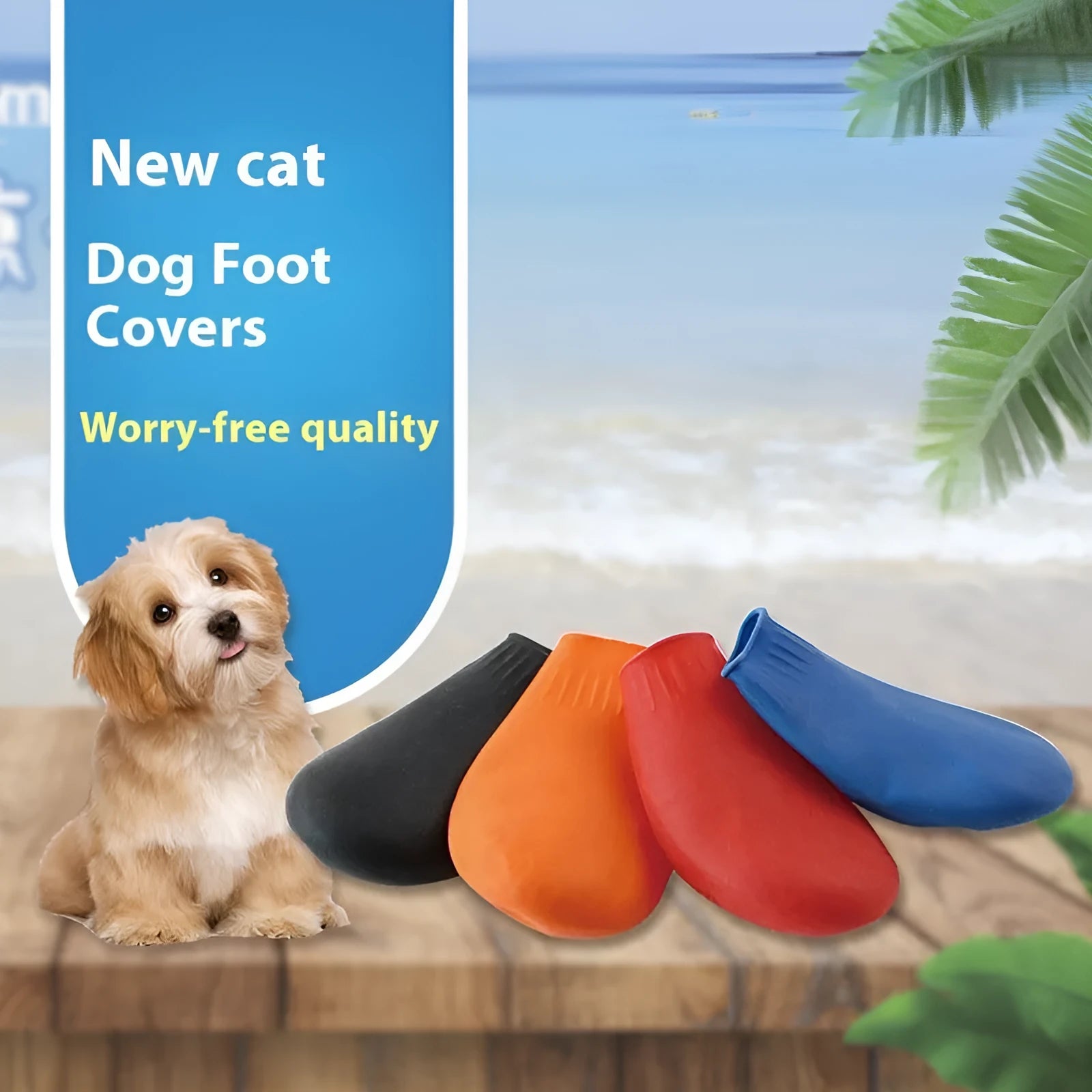 Black rubber foot strap waterproof pet boot for dogs with non-slip sole on white background