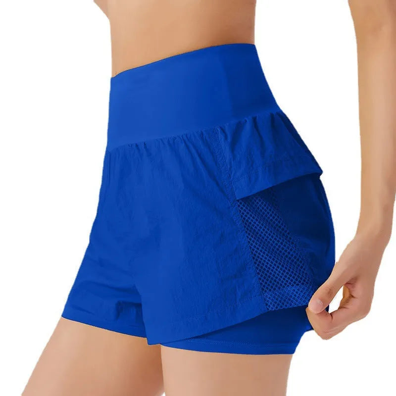 Women's cotton blend loose casual sports shorts in five colour options including Klein blue and rose pink