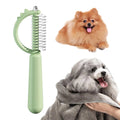 Self-cleaning cat brush with cute dinosaur shape, double-sided stainless steel pins, blue colour option