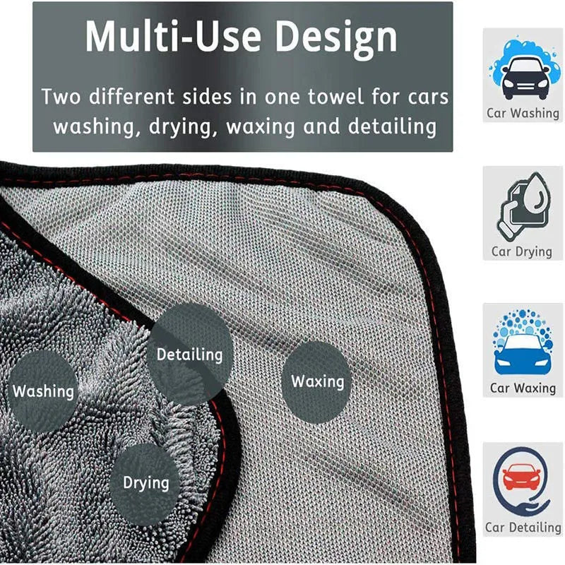 Grey 40x40cm microfiber car wash towel for absorbent, scratch-free vehicle drying.