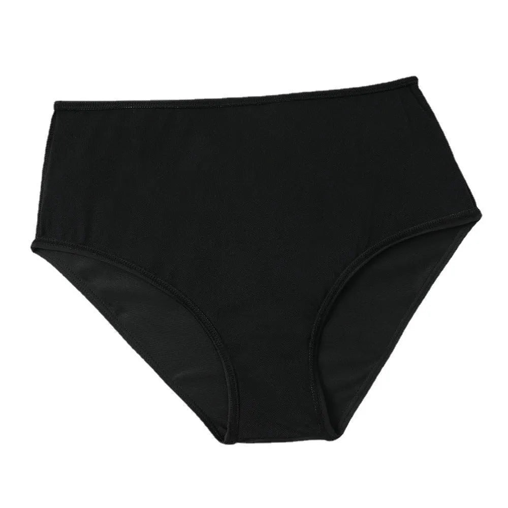 High waist double-layer swimsuit with coconut tree print design showing top and bottom pieces