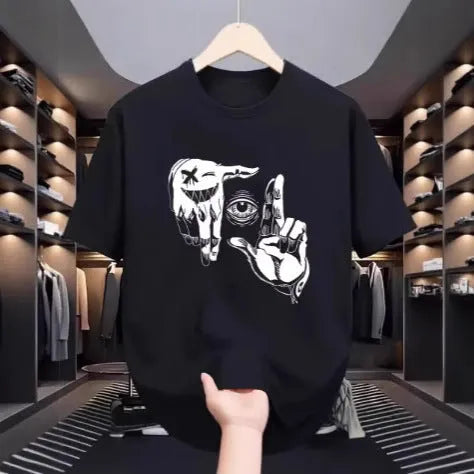 Men's mesh breathable casual round neck short sleeves pullover with cartoon digital print in bird eye cloth polyester fabric