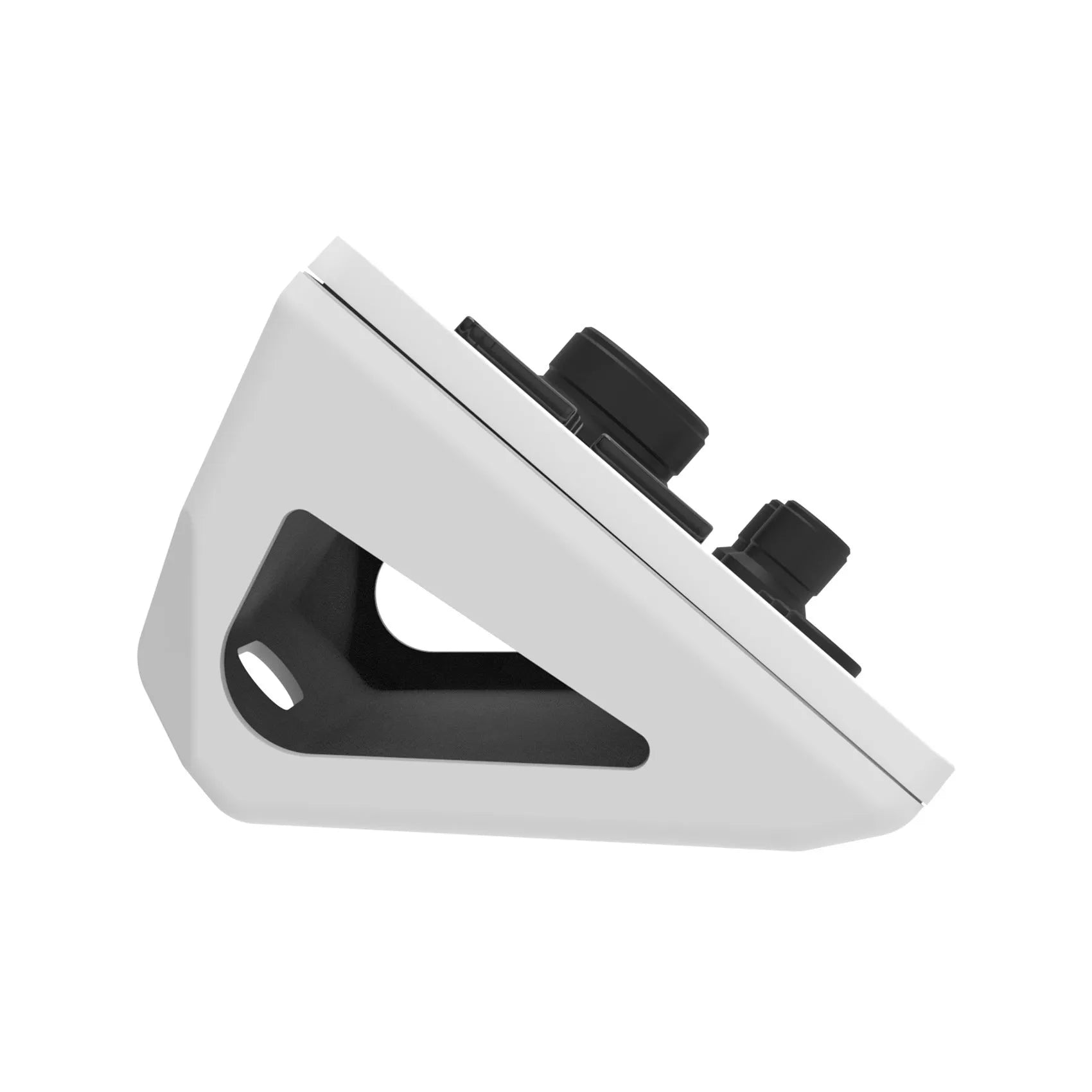 Black silicone numeric keypad with USB cable and mounting bracket on desk