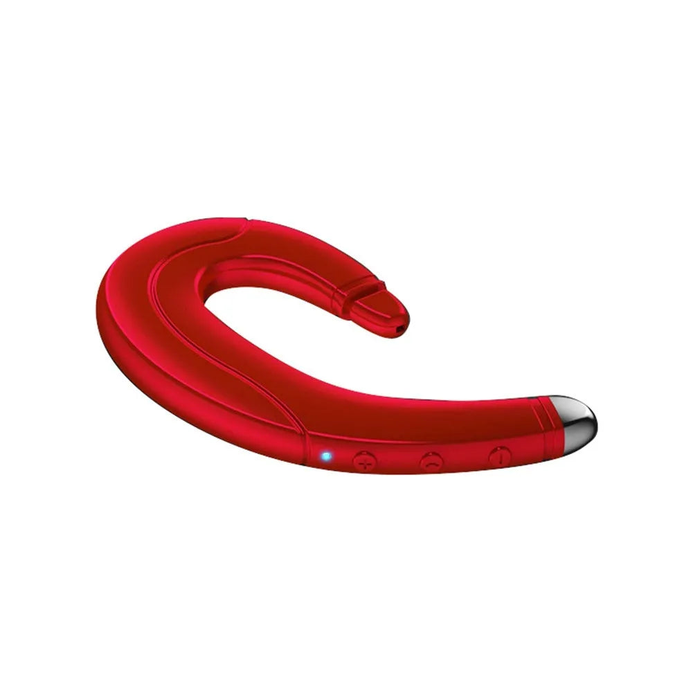 Black Bluetooth single-ear headset mounted behind the ear for driving.
