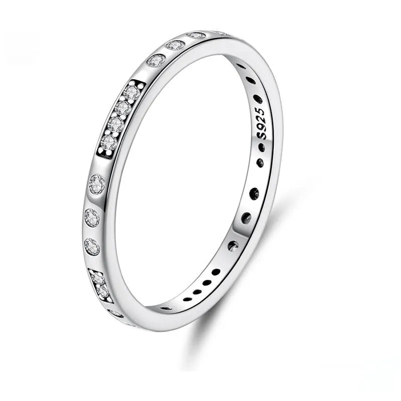 Silver alloy Moss Password I Love You ring with black oxidation treatment on a model's finger.