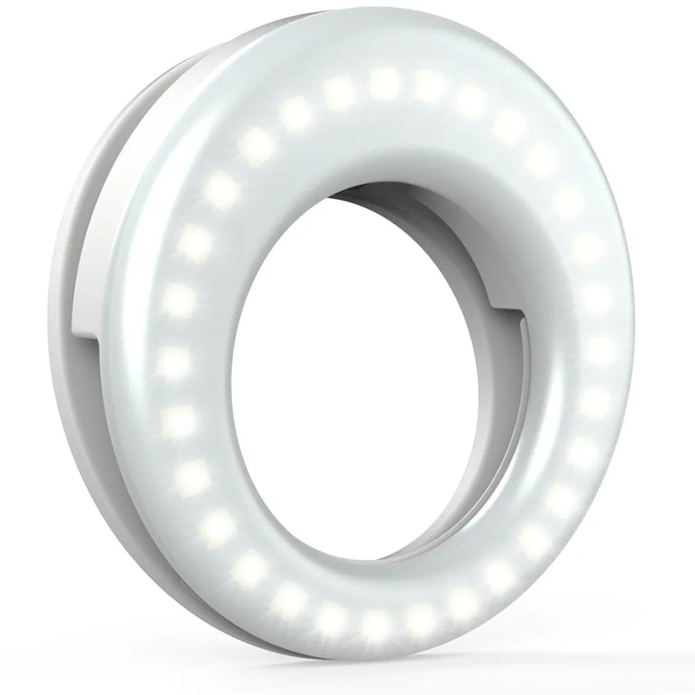 Black USB rechargeable LED selfie ring light for mobile phone photography