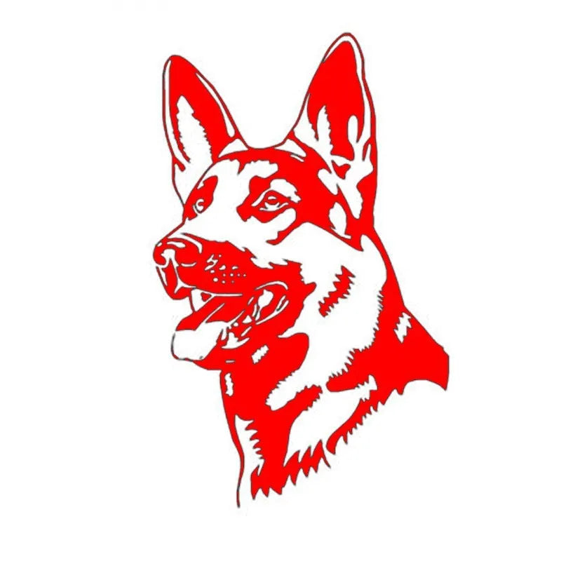 Reflective Alsace Shepherd dog car bumper sticker measuring 13cm by 8cm