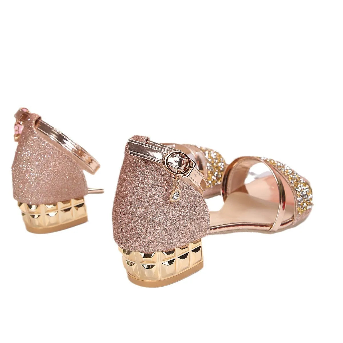 Women's Roman-style sandals with rhinestone decoration and adjustable buckle strap