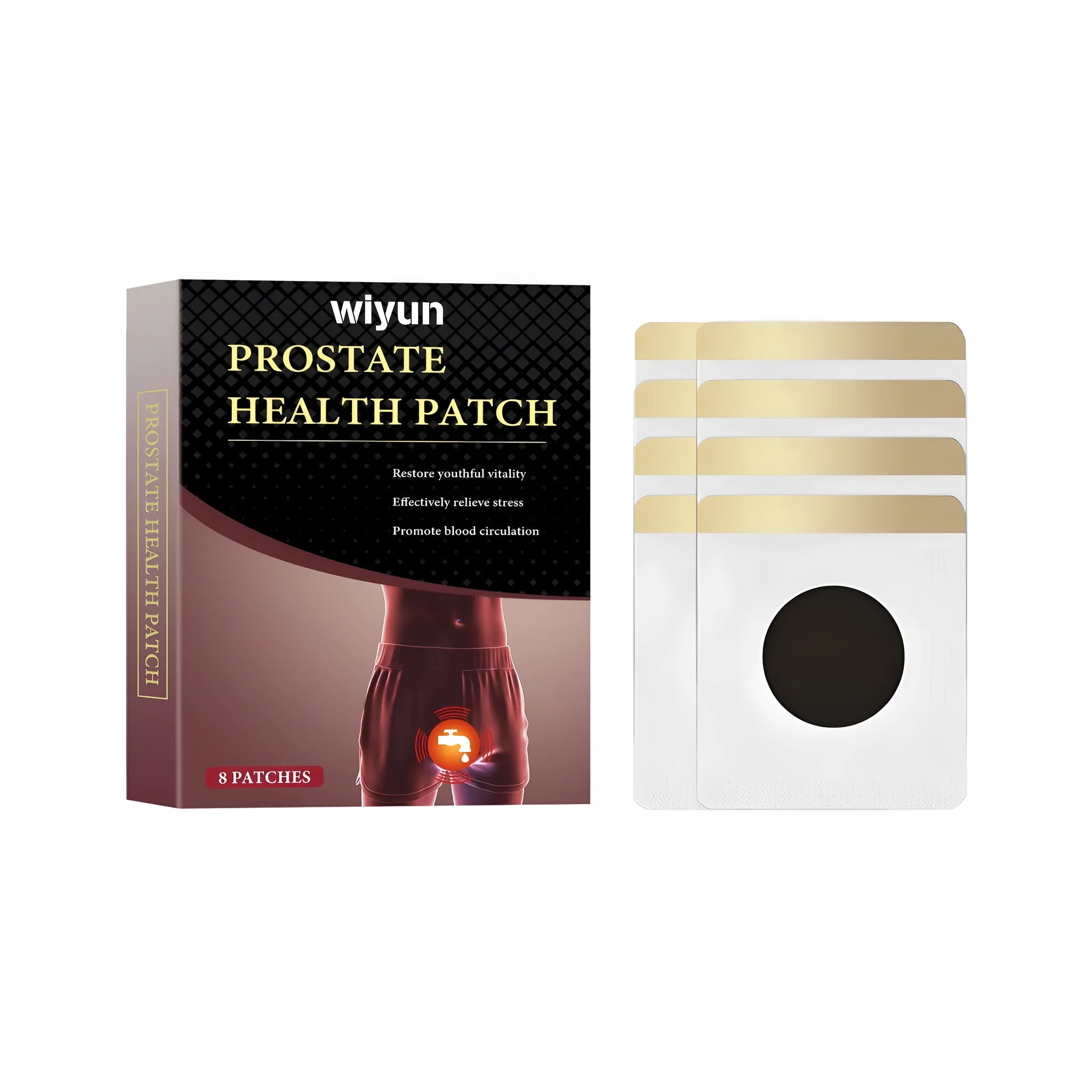Men's herbal prostate patch with wormwood and ginseng, 8 patches in a box