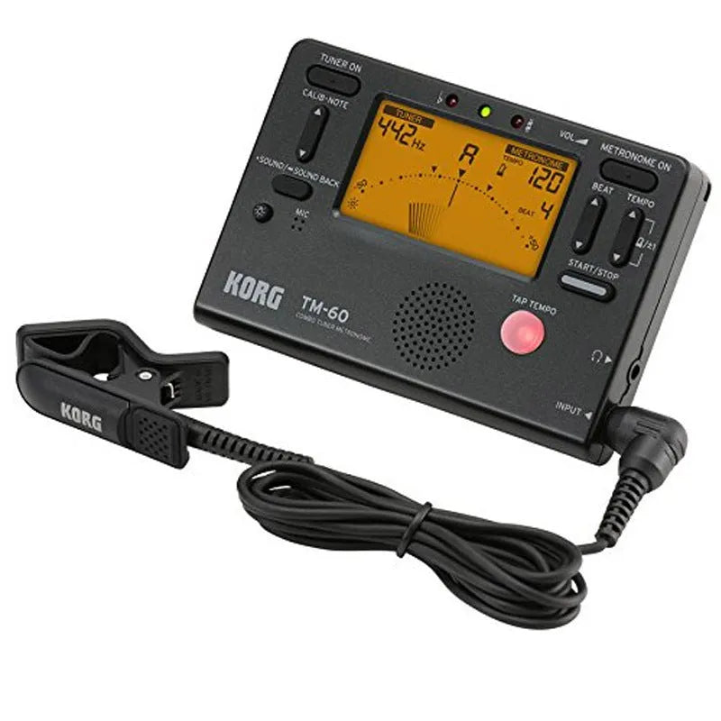 TM-60 digital metronome in black or white plastic shell with display and controls.