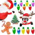 Set of 24 reflective Christmas light bulb magnetic stickers and 12 magnetic wires for car or refrigerator decoration