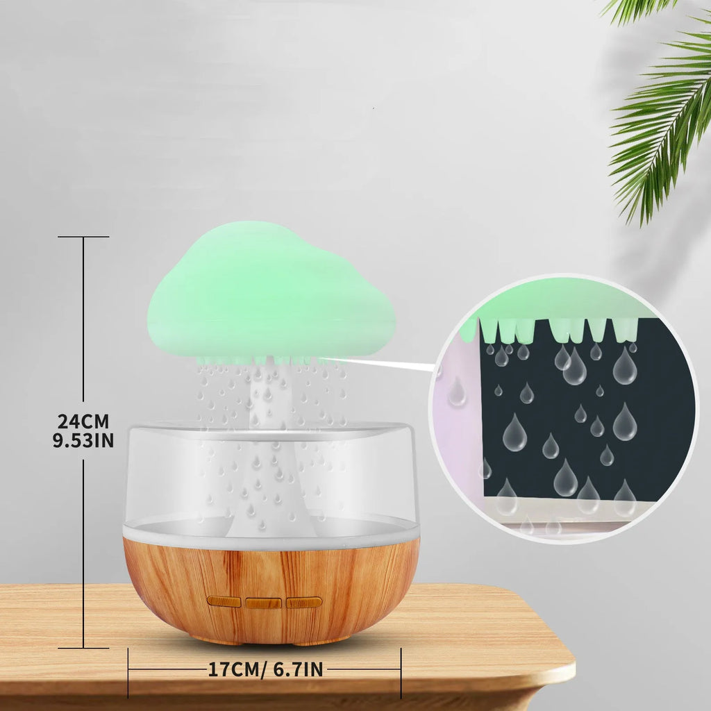White raining cloud design micro humidifier with night light and aromatherapy diffuser