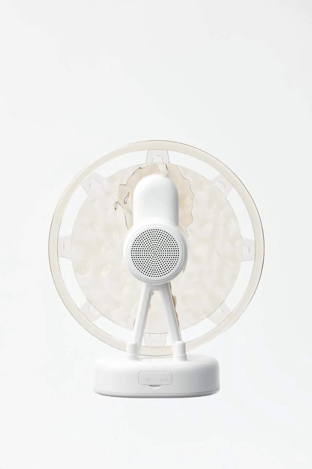 Ferris wheel water ripple Bluetooth speaker with colourful atmosphere light in pink on a white background