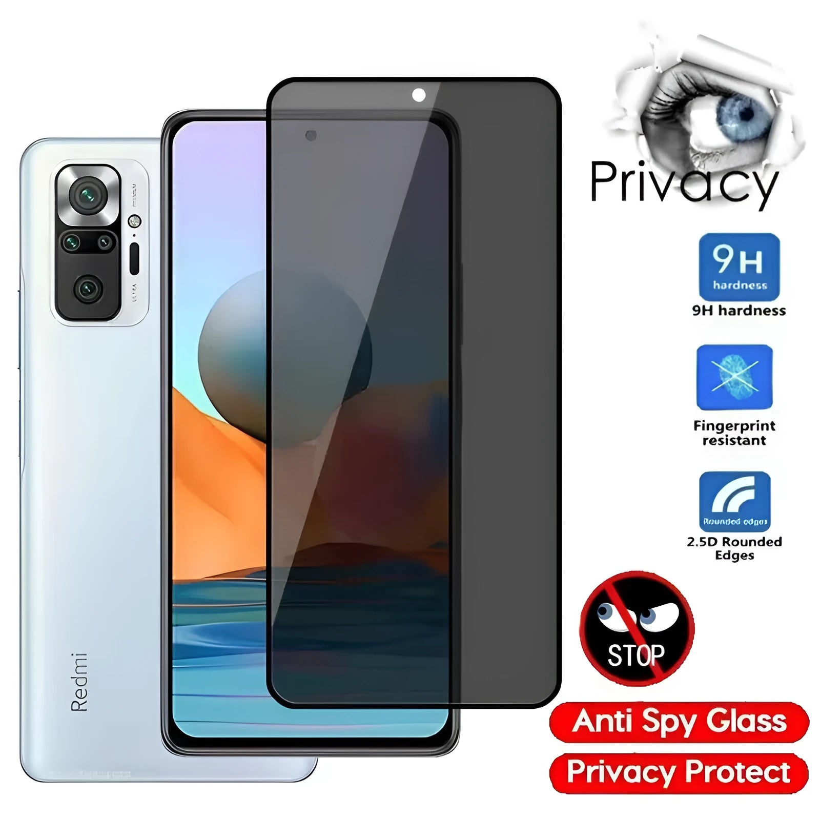Anti-spy matte screen protector for Xiaomi Poco and Redmi Note smartphones