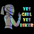 Cool Girl Rider character car decorative waterproof sticker measuring 16cm by 15cm