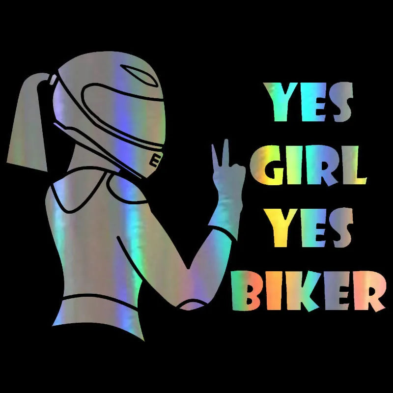 Cool Girl Rider character car decorative waterproof sticker measuring 16cm by 15cm