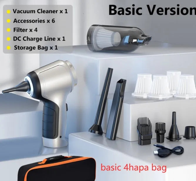 Car mounted brushless handheld vacuum cleaner with 12000Pa suction and charging type power supply