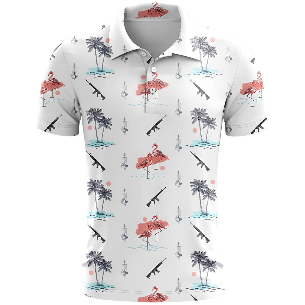Loose fit short sleeve sports top with a printed design on bird eye cloth fabric, shown in one of multiple available colours.