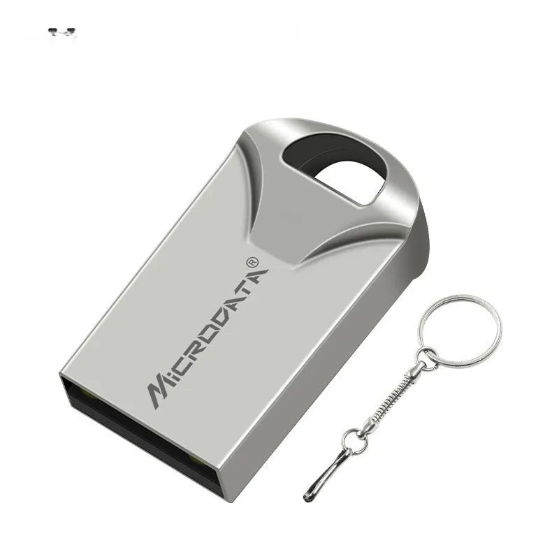 Metal USB flash drive with necklace chain in silver colour