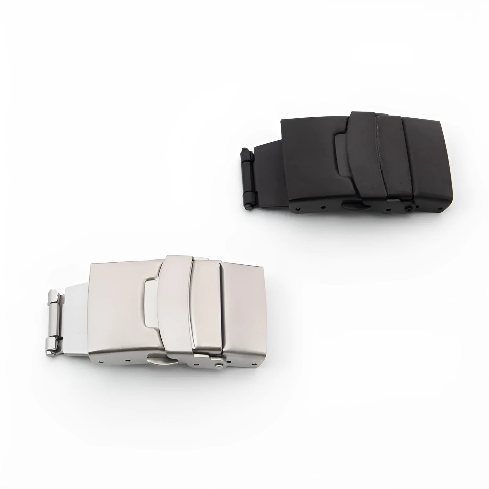 Silver stainless steel double click insurance buckle 18mm matte surface quadrilateral shape