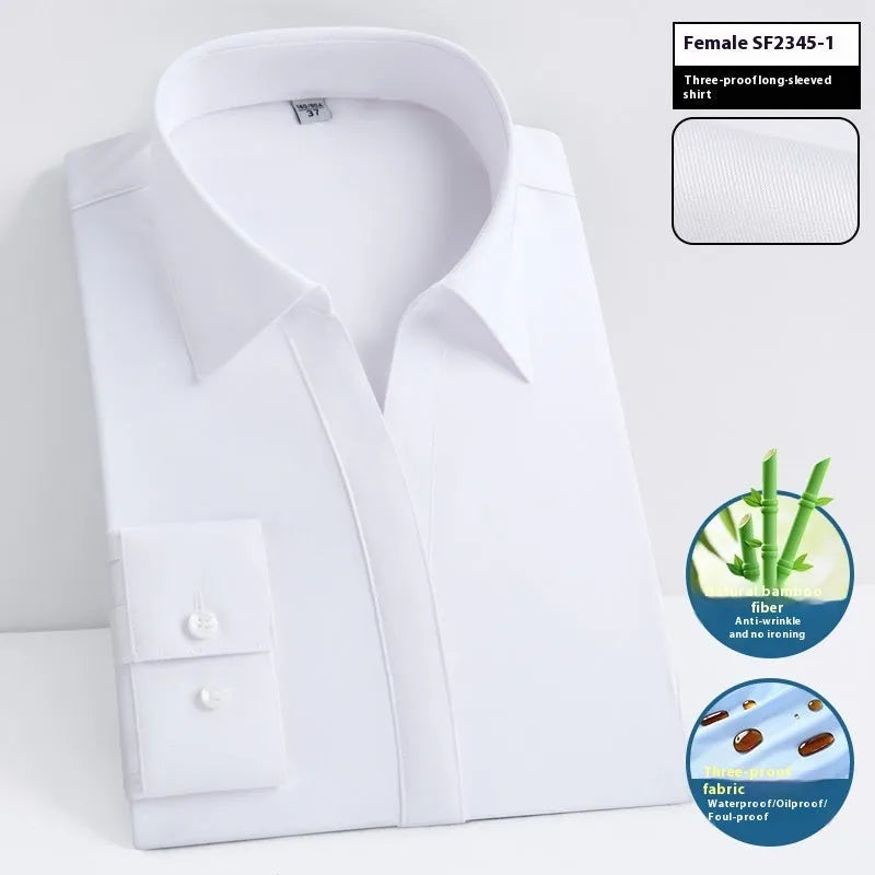 Men's slim fit waterproof bamboo fibre business shirt with square collar.