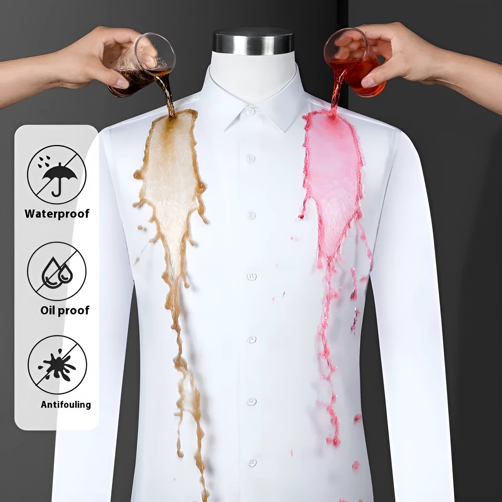 Men's slim fit waterproof bamboo fibre business shirt with square collar.
