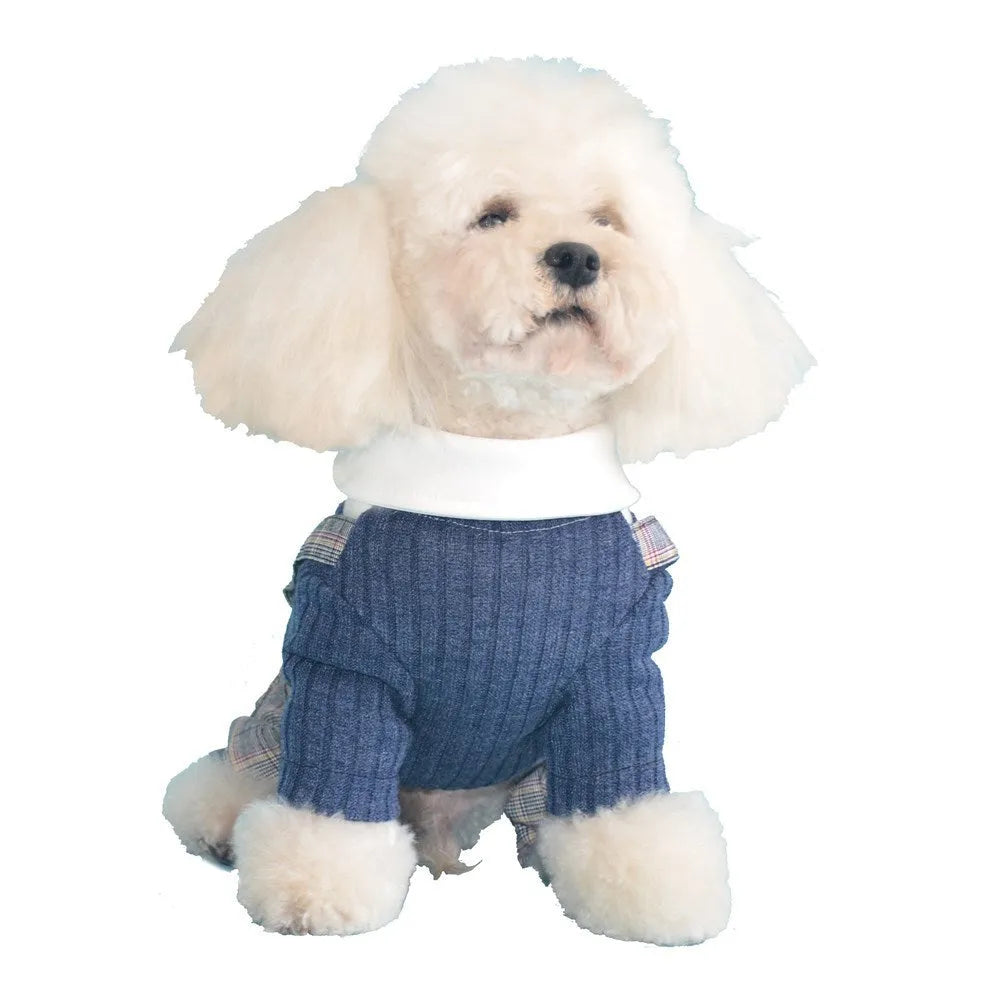 Orange cotton dog shirt for small pets with suit-style design
