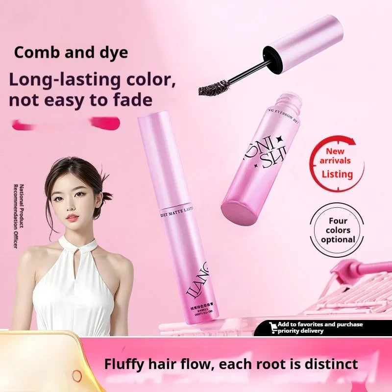 Velvet Fog eyebrow cream jar showing 4.5g net content with four shade options for natural brow definition