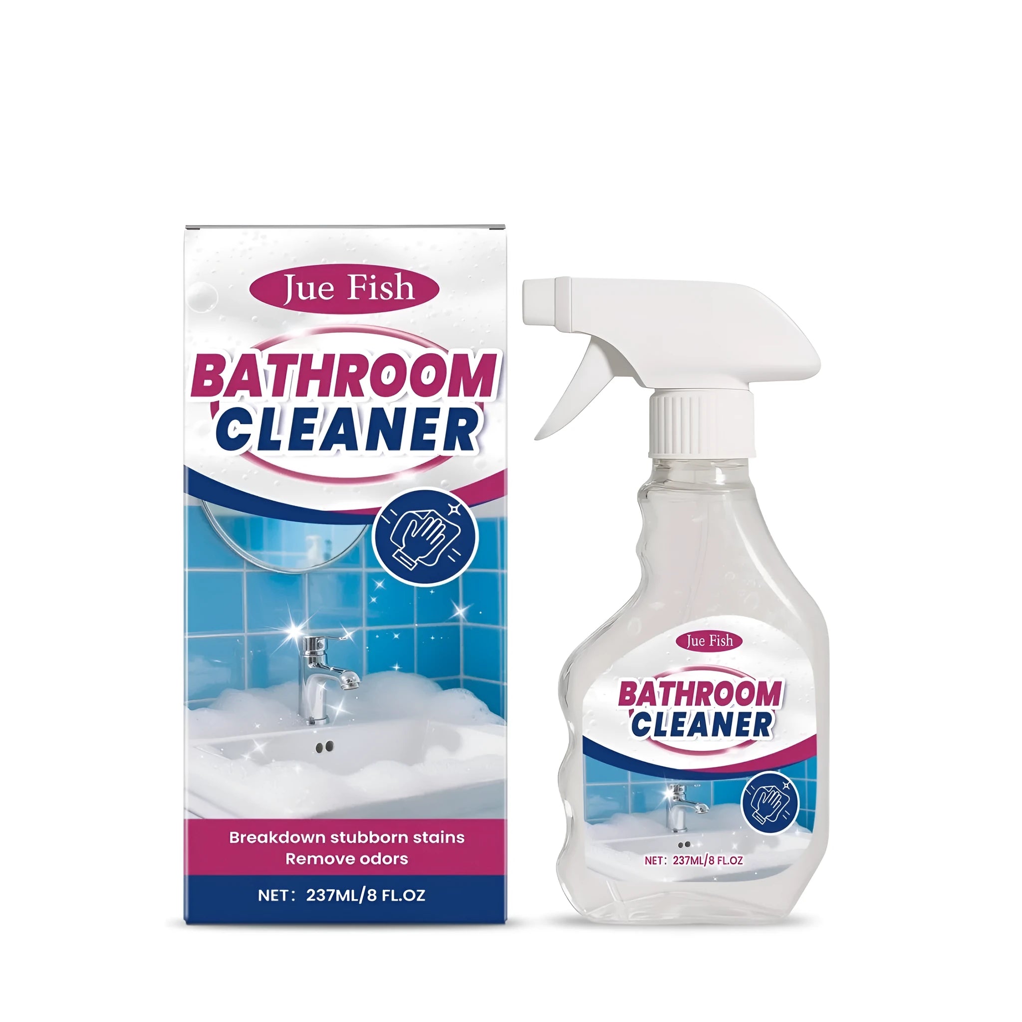 237ml bathroom cleaner spray bottle with bleach and sodium hydroxide formula