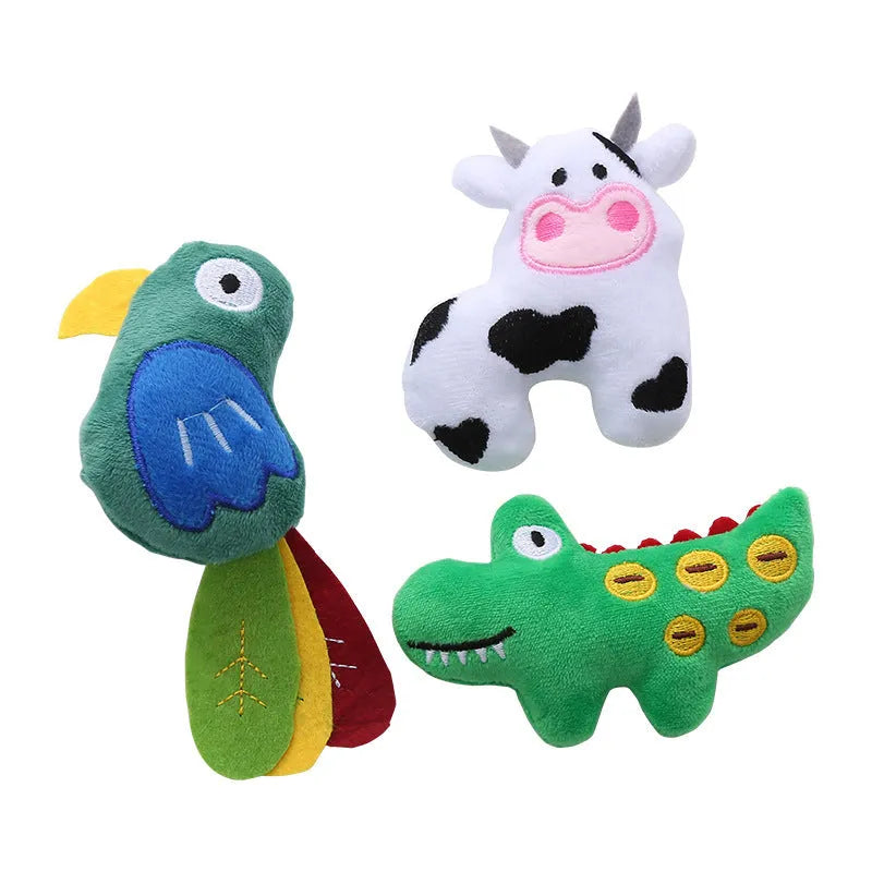 Plush cat toy shaped like a cow with catnip filling for feline play