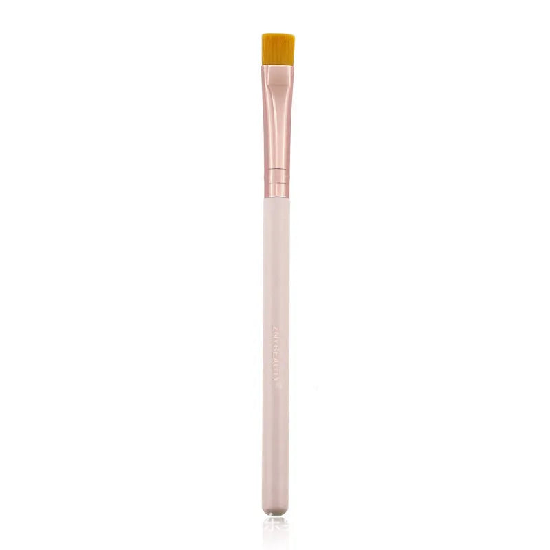 26 pink makeup brushes with wooden handles displayed in a PU storage case.