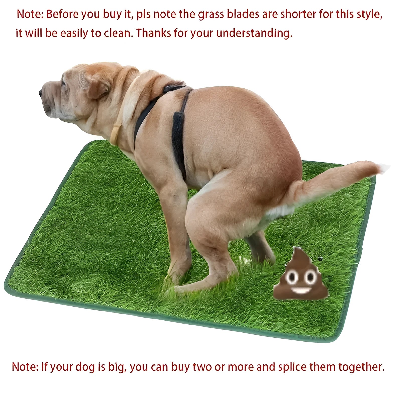 Artificial grass dog and cat toilet training mat showing three different size options