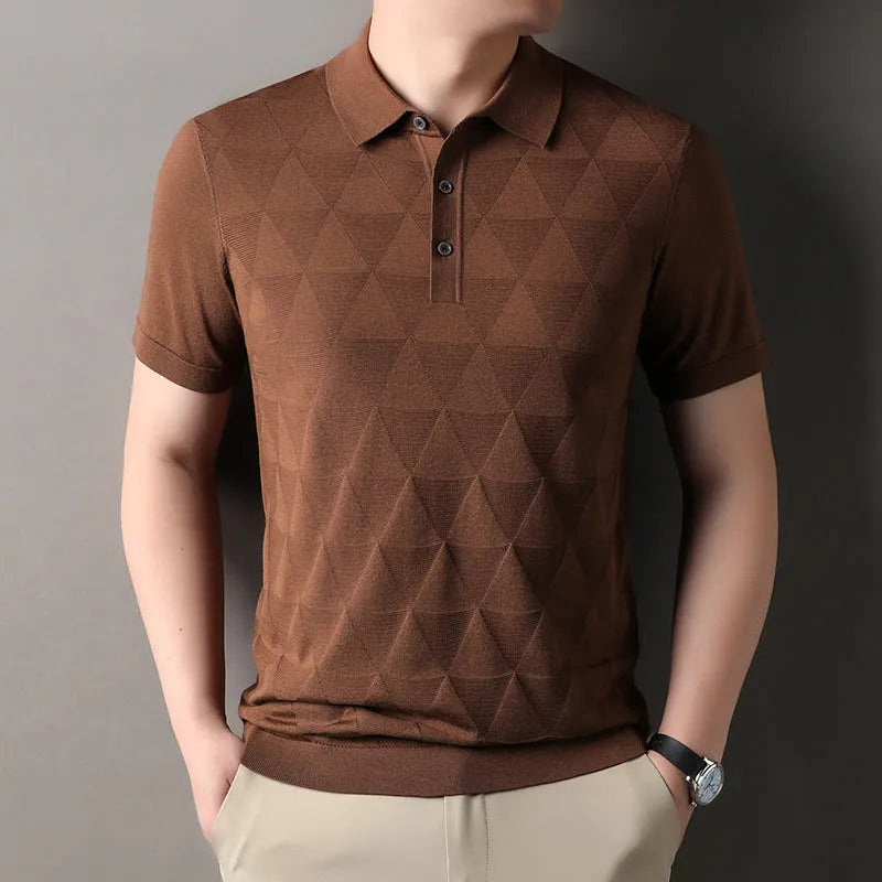 Men's short sleeve T-shirt in DX525 Green ice silk lyocell fabric, quick-dry casual top