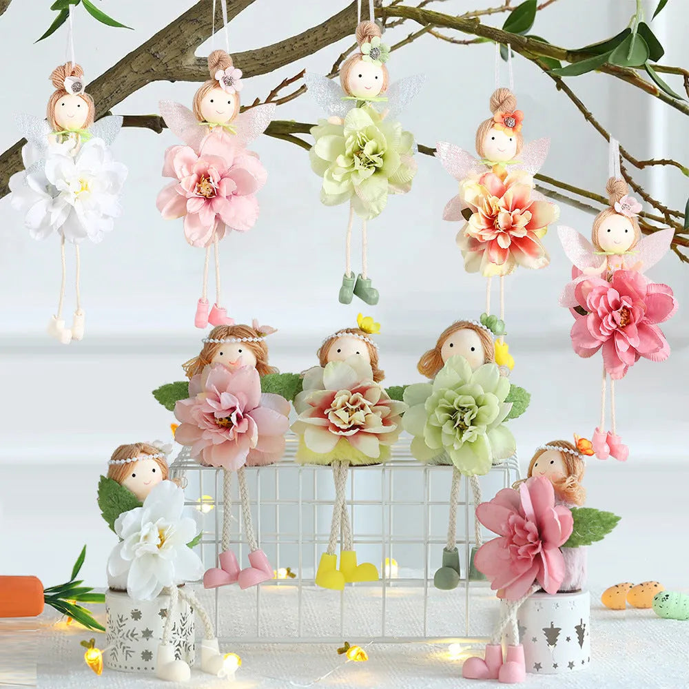 Cute elf Easter party pendant in flower angel girl style made of cloth, available in pink colour