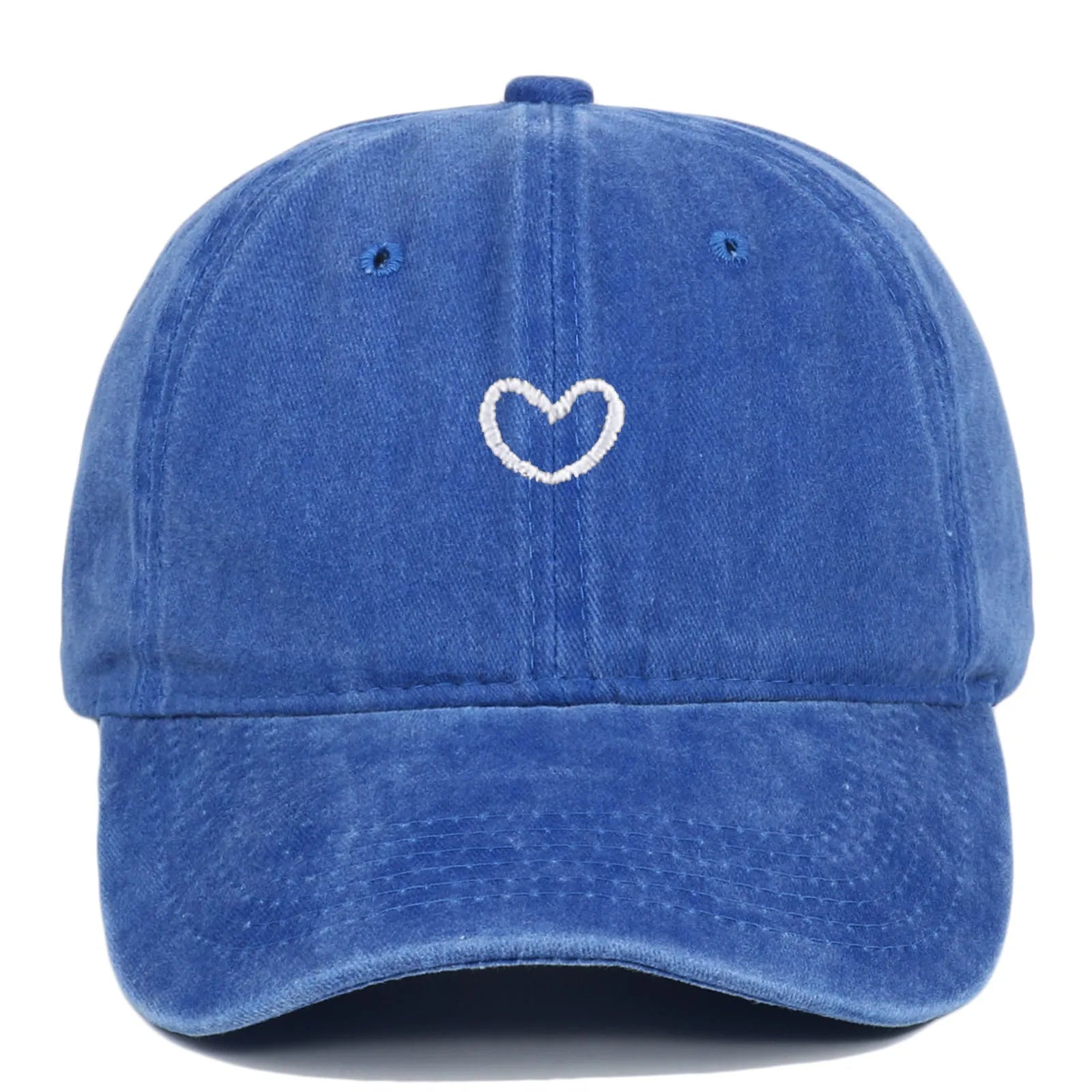 Adjustable retro-style cotton baseball cap with embroidered detailing, shown in a selection of colours.