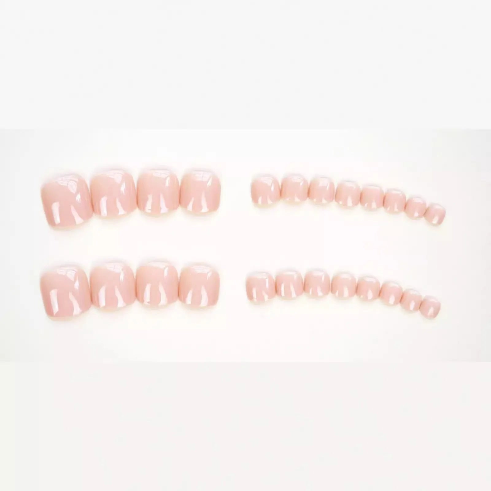 Skin colour plastic toenail stickers with J-52 design and adhesive glue for nail decoration