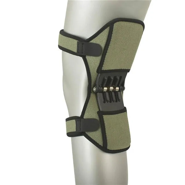 Spring knee brace with adjustable straps and breathable fabric for sports and climbing activities
