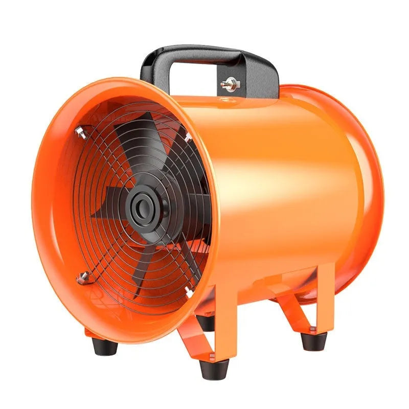 Portable titanium steel 8-inch axial flow industrial fan with a 5-metre air duct.