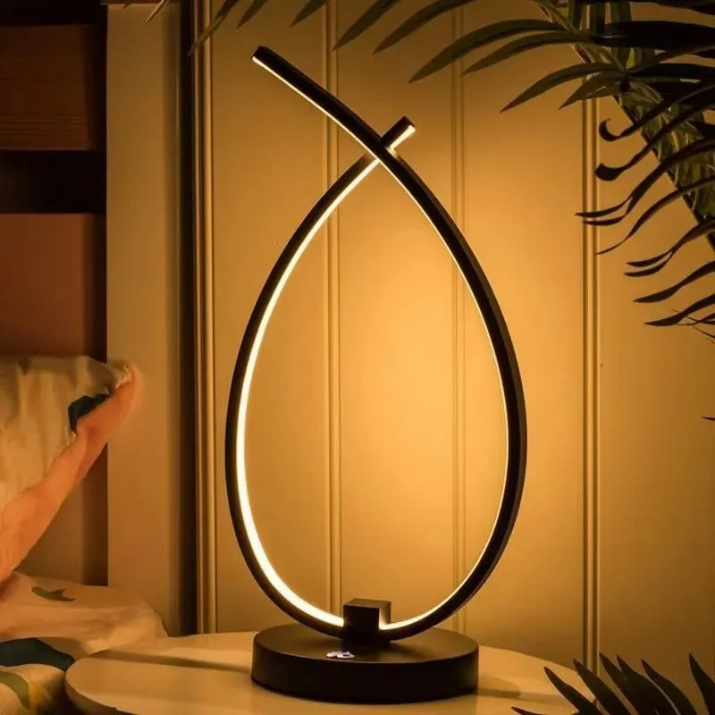 Water drop black warm light table lamp 30cm height on bedside table