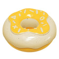 TPR molar cleaning dog toy with squeaker in donut shape, 118mm diameter, pink yellow chocolate colour options