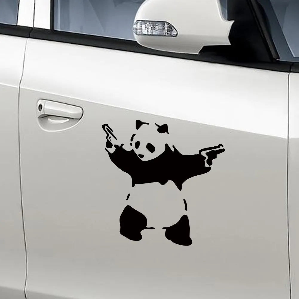 Black reflective panda outdoor sports car sticker 10x10cm PET material