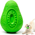 Green natural rubber dog chew toy with textured avocado design for aggressive chewers