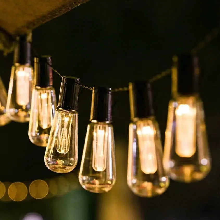 Retro infusion bottle shaped glass string lights for outdoor garden decoration with waterproof rating