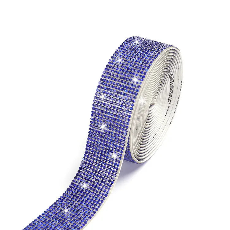 Self-adhesive water drill strip for clothing and shoe decoration in white and AB colour options
