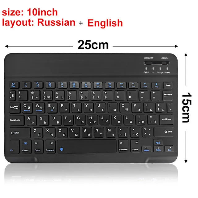 Black and white mini Bluetooth wireless keyboard for 7-inch 9-inch and 10-inch tablets