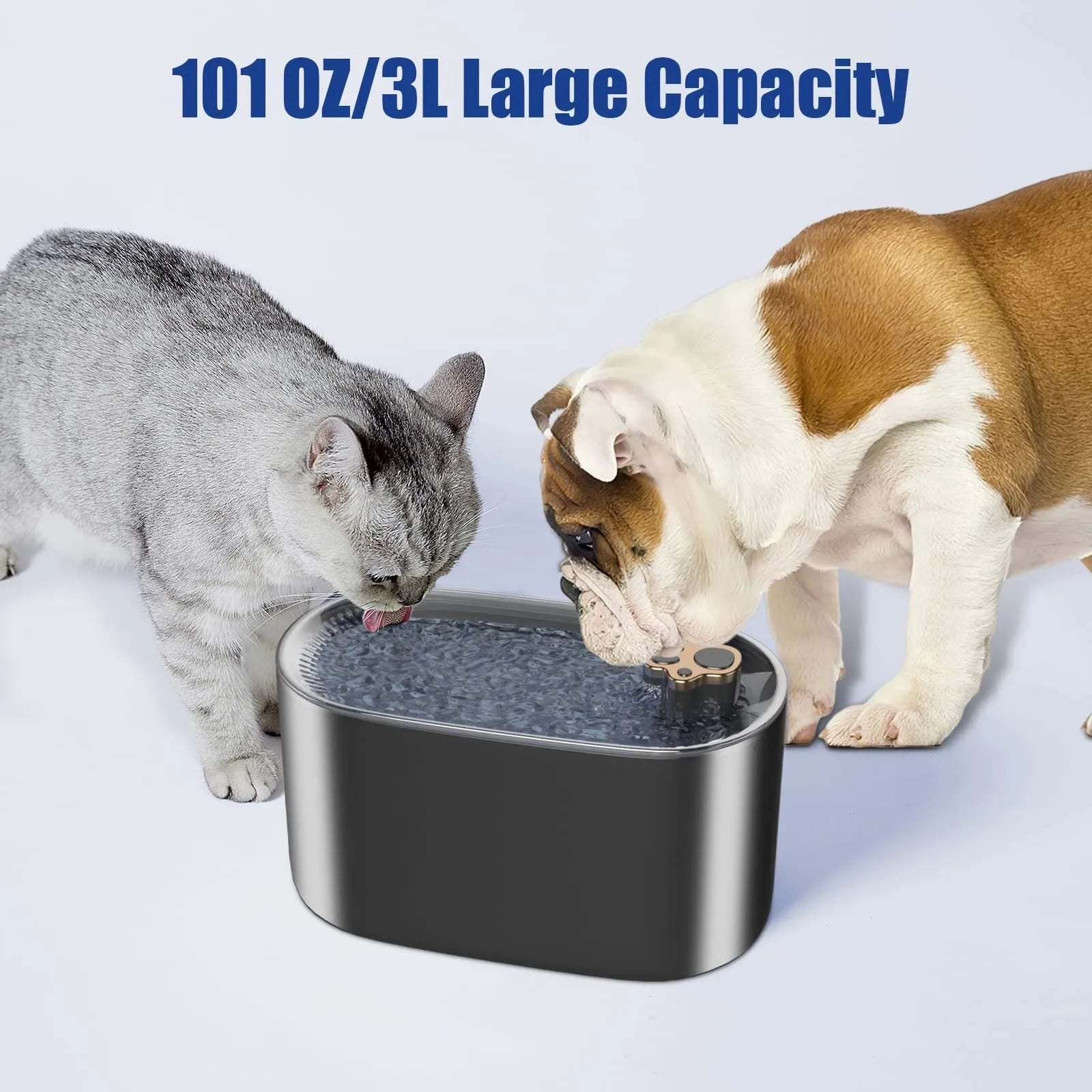 Berlin blue 3L automatic pet water fountain with LED light and quiet pump on floor